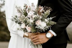 Wedding BG Hands with Bouquet
